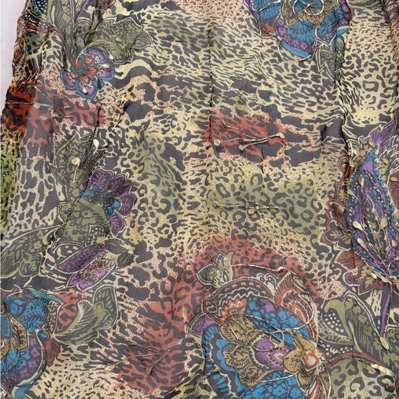 Scarf, 60 inches long. Drapey, flowing, jewel tones, metallic accents. SKU 3 - Picture 5 of 12